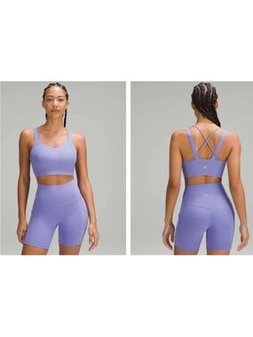 NWT 🍋 Like a Cloud Longline Ribbed Bra Dark Lavender Sz 8 D/DD Cup